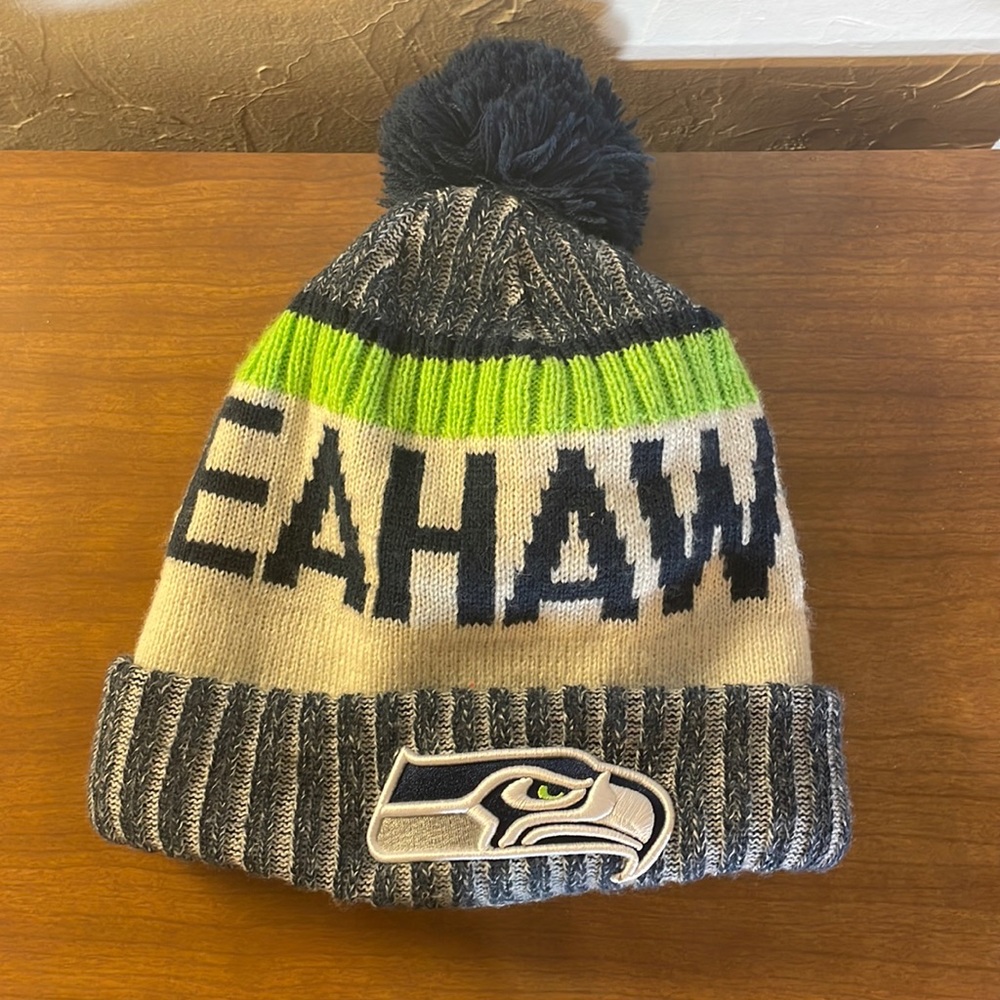 NFL Seahawks hat with pom-pom